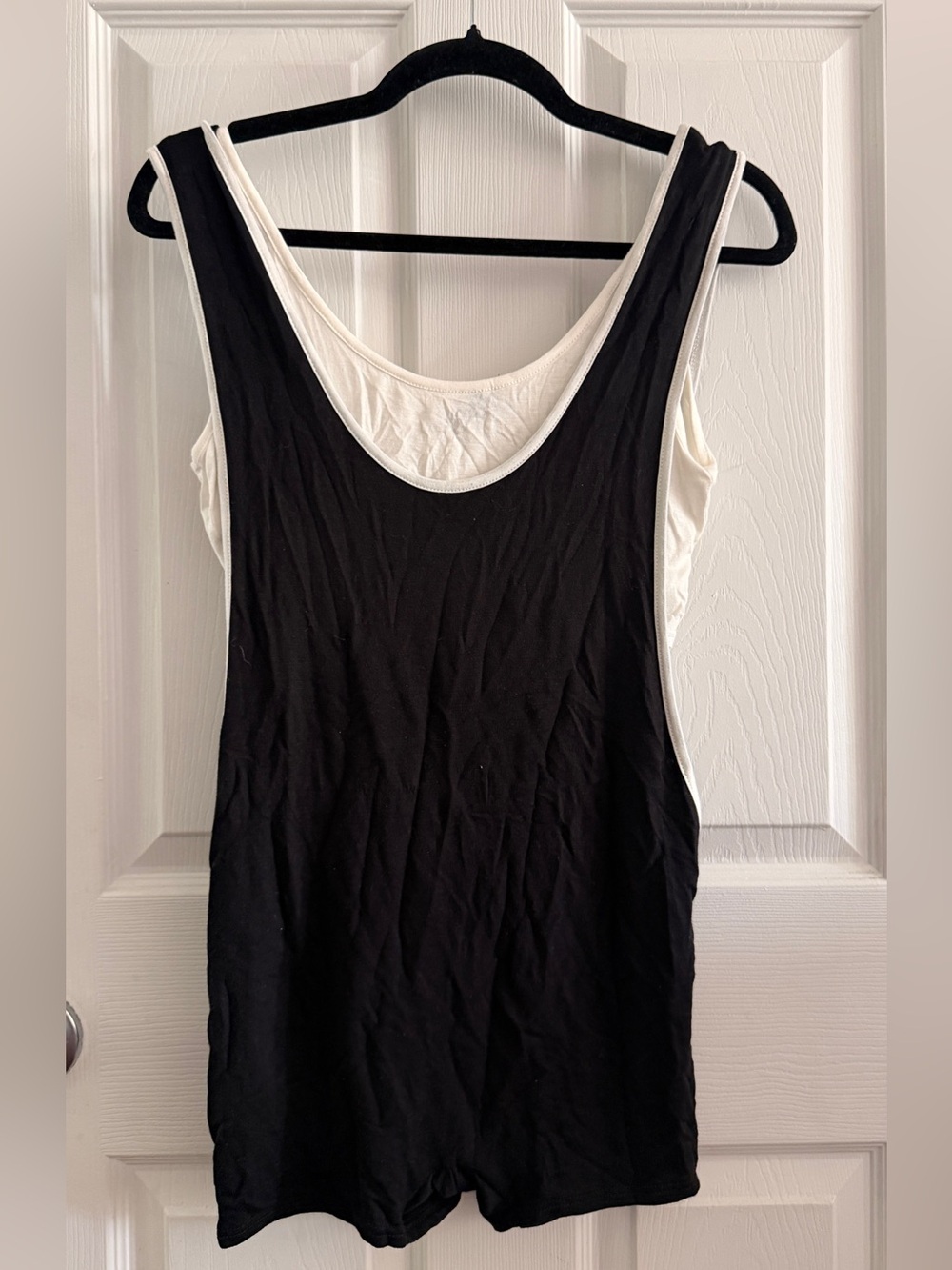 Love Culture Black & White Layered Tank Romper Size Large